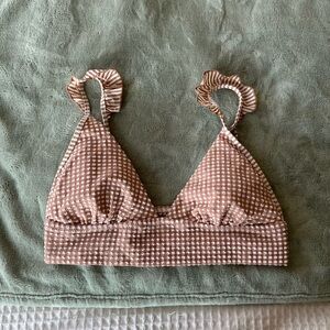 Aerie Bikini Top Beige Gingham